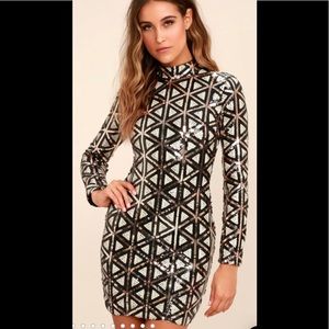 Lulus Rose Gold and White Sequin Dress XS